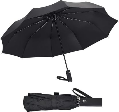 图片 FATONESA UPF 50+ UV Protection Travel Folding Umbrella, Auto Open Close Sun Rain Resistant Windproof Compact 10 Ribs Strong Portable Umbrella for Men and Women Car Backpack and On-the-Go